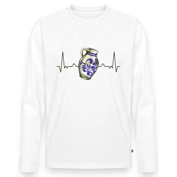 Vin de pomme Bembel Heartbeat Ãppelwoi Äppler Gesche - T-shirt manches longues Premium bio Homme - blanc - Devant - Nico (187cm)
