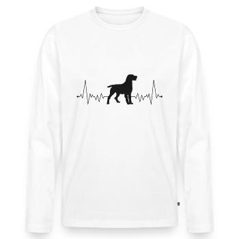 German Wirehaired Pointer Heartbeat Hound Dog - Men's Premium Organic Long Sleeve Shirt - white - Front - Nico (187cm)