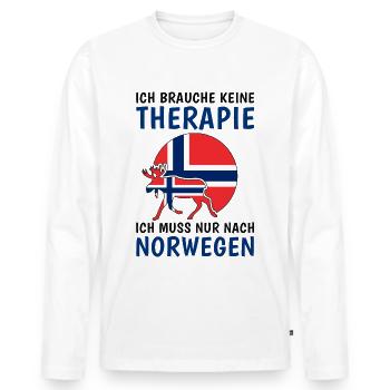 Norwegen Skandinavien Reise Urlaub Spruch - Männer Premium Bio Langarmshirt - Weiß - Vorne - Nico (187cm)