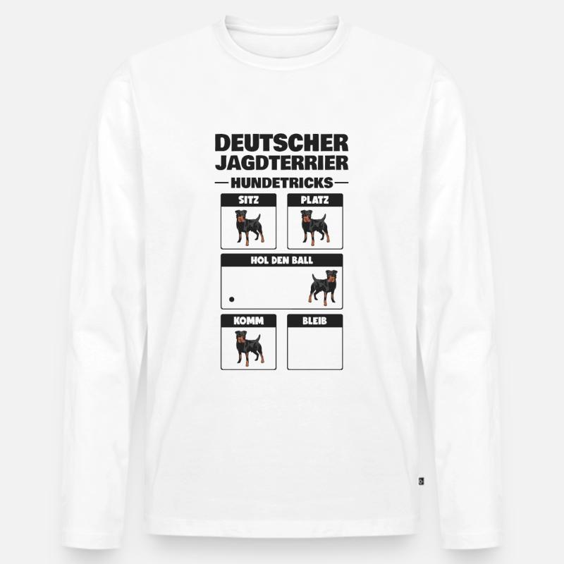 Deutscher Jagdterrier Hundetricks Tricks Jagdhund - Männer Premium Bio Langarmshirt - Weiß