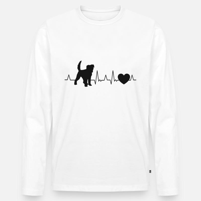 Foxterrier Herzschlag Drahthaar-Foxterrier - Männer Premium Bio Langarmshirt - Weiß