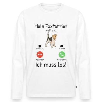 Mein Foxterrier ruft an Drahthaar-Foxterrier - Männer Premium Bio Langarmshirt - Weiß - Vorne - Nico (187cm)