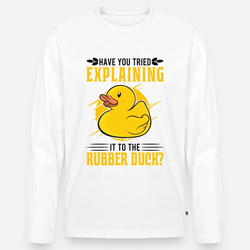 Developer Programmer Programming Duck - Männer Premium Bio Langarmshirt - Weiß