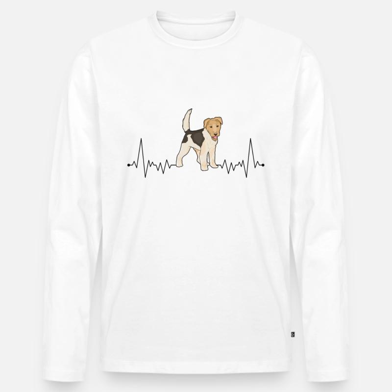Foxterrier Herzschlag Drahthaar-Foxterrier - Männer Premium Bio Langarmshirt - Weiß