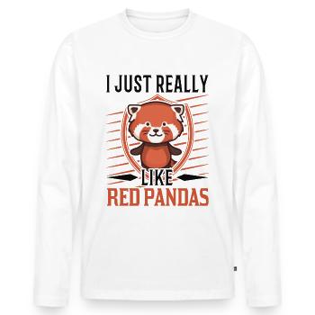 J'aime vraiment les pandas rouges le panda rouge - T-shirt manches longues Premium bio Homme - blanc - Devant - Nico (187cm)