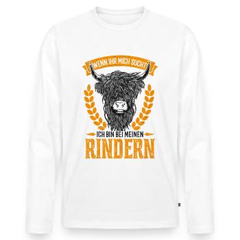 Kühe Rinder Bauer Landwirtin Kuhstall Geschenk - Männer Premium Bio Langarmshirt - Weiß - Vorne - Nico (187cm)
