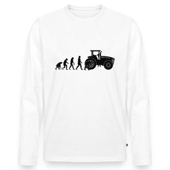 Cadeau de tracteur Evolution mécanique de machines agricoles - T-shirt manches longues Premium bio Homme - blanc - Devant - Nico (187cm)