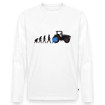 Cadeau de tracteur Evolution mécanique de machines agricoles - T-shirt manches longues Premium bio Homme - blanc - Devant - Nico (187cm)