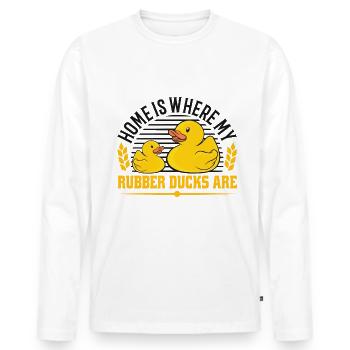 Home is where my Rubber ducks are rubber duck - Men's Premium Organic Long Sleeve Shirt - white - Front - Nico (187cm)