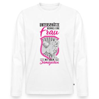 Samojede Frau Samojeden Mädchen Schlittenhund - Männer Premium Bio Langarmshirt - Weiß - Vorne - Nico (187cm)
