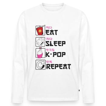 Eat Sleep K-POP Repeat Korean Pop - T-shirt manches longues Premium bio Homme - blanc - Devant - Nico (187cm)