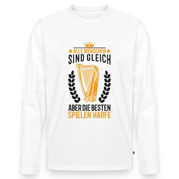 Harfenist Harfe Harfenistin Zither Instrument - Männer Premium Bio Langarmshirt - Weiß - Vorne - Nico (187cm)