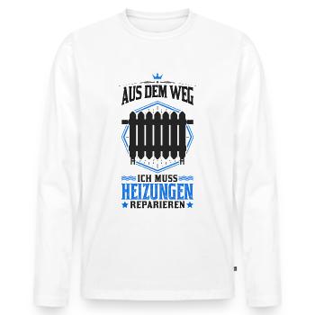 Aus dem Weg Ich muss Heizungen reparieren - Männer Premium Bio Langarmshirt - Weiß - Vorne - Nico (187cm)