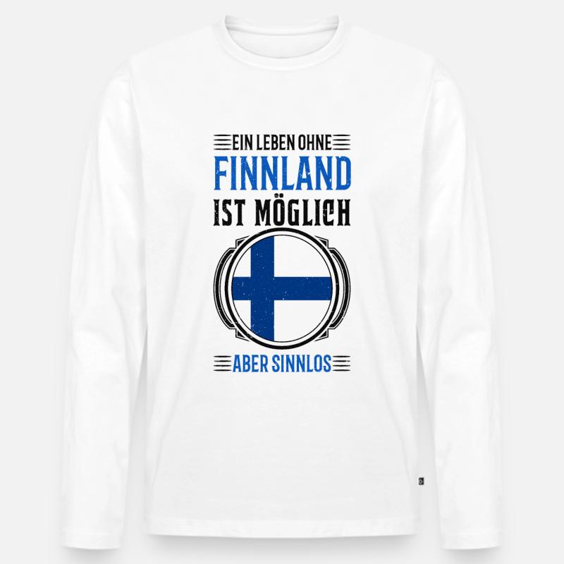 Finnland Urlaub Reise Geschenk - Männer Premium Bio Langarmshirt - Weiß