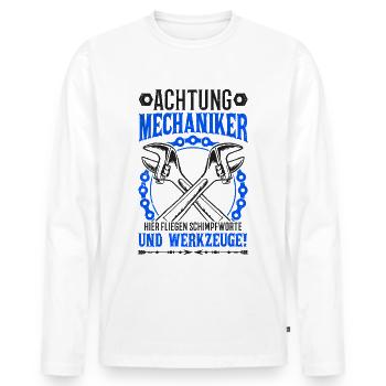 KFZ Mechaniker Spruch KFZ Mechatroniker Werkstatt - Männer Premium Bio Langarmshirt - Weiß - Vorne - Nico (187cm)