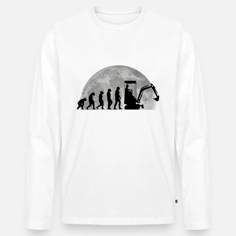 Baggerführer Bagger Evolution Mond Baggerfahrer - Männer Premium Bio Langarmshirt - Weiß