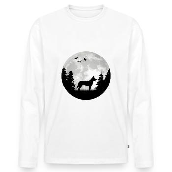 Hollandse Herder Moon Dutch Shepherd - Men's Premium Organic Long Sleeve Shirt - white - Front - Nico (187cm)