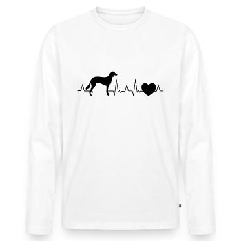 Saluki Battement de coeur lévrier persan - T-shirt manches longues Premium bio Homme - blanc - Devant - Nico (187cm)