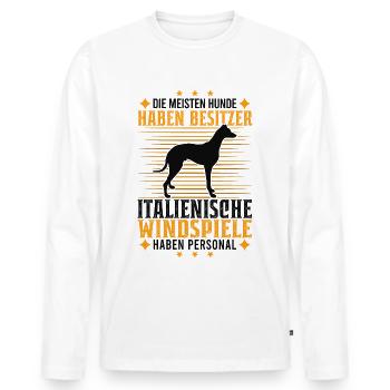 Italienisches Windspiel Personal Italian Greyhound - Männer Premium Bio Langarmshirt - Weiß - Vorne - Nico (187cm)