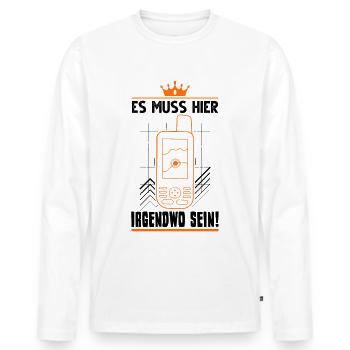 Es muss hier irgendwo sein Geocacher Geocache - Männer Premium Bio Langarmshirt - Weiß - Vorne - Nico (187cm)