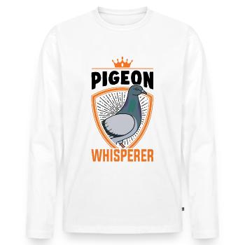 Pigeon Whisperer pigeon pigeon fancier carrier pigeon - Men's Premium Organic Long Sleeve Shirt - white - Front - Nico (187cm)