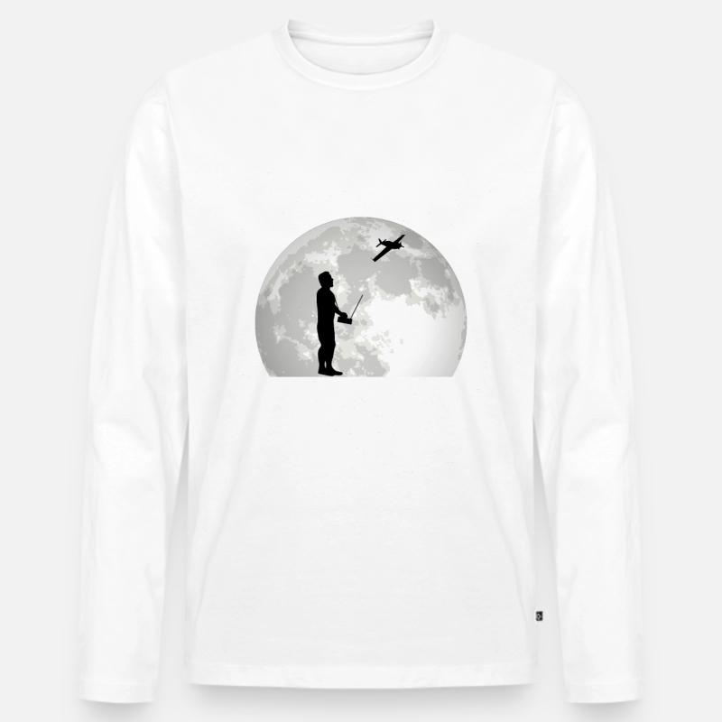 Modellflugzeug Mond Modellflieger Modellbauer - Männer Premium Bio Langarmshirt - Weiß