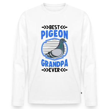 Meilleur Pigeon Grandpa Ever Pigeon grand-père grand-père - T-shirt manches longues Premium bio Homme - blanc - Devant - Nico (187cm)