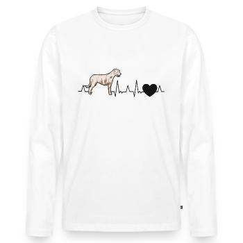 Irish Wolfhound Heartbeat Irish Wolfhound - Men's Premium Organic Long Sleeve Shirt - white - Front - Nico (187cm)