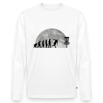 Discgolf Evolution Mond Wurfscheibe Disc Golf - Männer Premium Bio Langarmshirt - Weiß - Vorne - Nico (187cm)