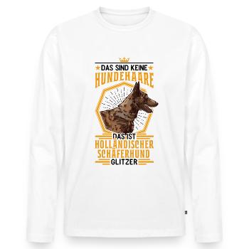 Hollandse Herder Glitzer Holländischer Schäferhund - Männer Premium Bio Langarmshirt - Weiß - Vorne - Nico (187cm)