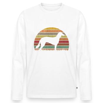 Saluki Rétro Lévrier Persan Vintage - T-shirt manches longues Premium bio Homme - blanc - Devant - Nico (187cm)