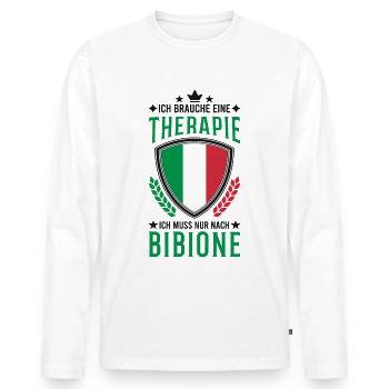Bibione Urlaub Therapie Italien Geschenk - Männer Premium Bio Langarmshirt - Weiß - Vorne - Nico (187cm)
