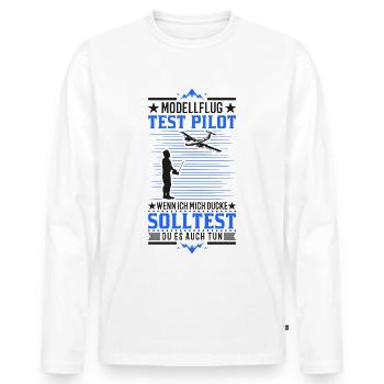 Modellflug Test Pilot Modellflugzeug Modellflieger - Männer Premium Bio Langarmshirt - Weiß - Vorne - Nico (187cm)