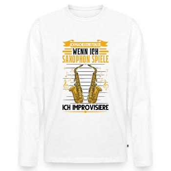 Saxophon Improvisation Jazzmusik Saxophonist - Männer Premium Bio Langarmshirt - Weiß - Vorne - Nico (187cm)