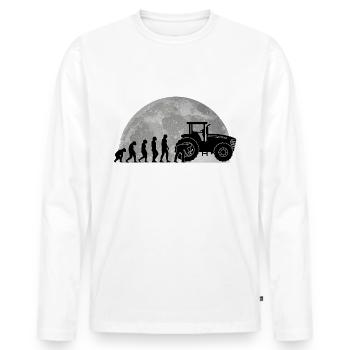 Agricultural Machinery Mechanic Evolution Moon Tractor - Men's Premium Organic Long Sleeve Shirt - white - Front - Nico (187cm)