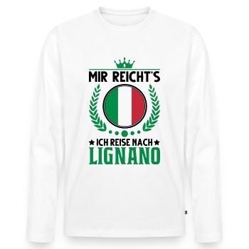 Lignano Italien Urlaub Spruch Reise Geschenk - Männer Premium Bio Langarmshirt - Weiß - Vorne - Nico (187cm)