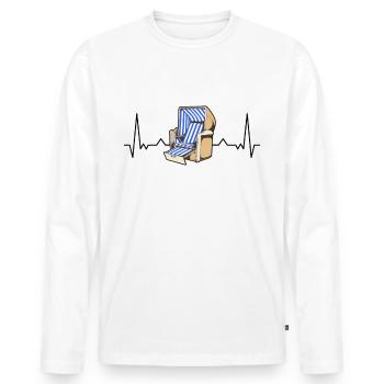 Beach chair heartbeat North Sea Sylt Baltic Sea beach - Men's Premium Organic Long Sleeve Shirt - white - Front - Nico (187cm)