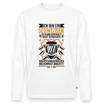 Schweißen Schweißgerät Schweißer Schweißermaske - Männer Premium Bio Langarmshirt - Weiß - Vorne - Nico (187cm)
