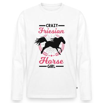 Crazy Friesian Horse Girl Friesenpferd Friese - Männer Premium Bio Langarmshirt - Weiß - Vorne - Nico (187cm)