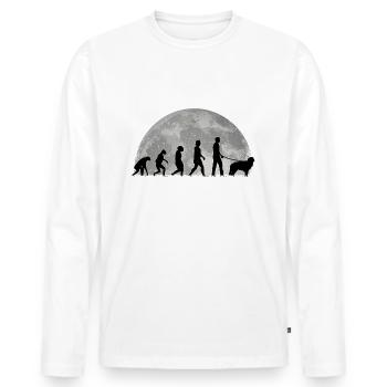 Hovawart Evolution Moon Dog Saying - Men's Premium Organic Long Sleeve Shirt - white - Front - Nico (187cm)