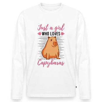Just a girl who loves capybaras capybara - Men's Premium Organic Long Sleeve Shirt - white - Front - Nico (187cm)