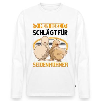 Mein Herz schlägt für Seidenhühner Seidenhuhn - Männer Premium Bio Langarmshirt - Weiß - Vorne - Nico (187cm)