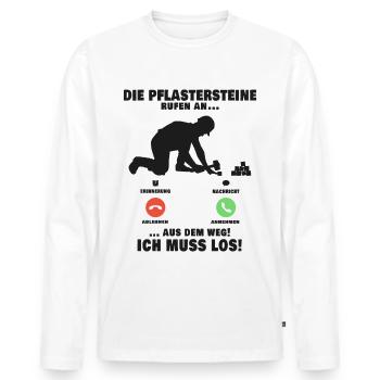 Die Pflastersteine rufen Pflasterer Anruf - Männer Premium Bio Langarmshirt - Weiß - Vorne - Nico (187cm)