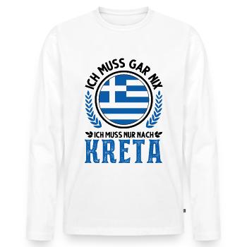 Kreta Urlaub Griechenland Reise Geschenk - Männer Premium Bio Langarmshirt - Weiß - Vorne - Nico (187cm)