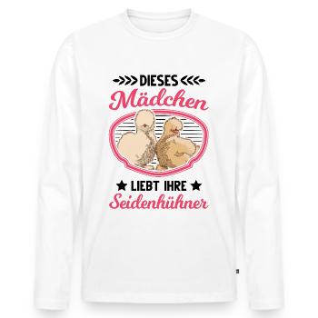 Dieses Mädchen liebt ihre Seidenhühner Seidenhuhn - Männer Premium Bio Langarmshirt - Weiß - Vorne - Nico (187cm)