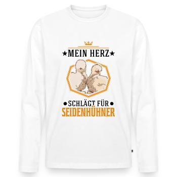 Seidenhuhn Herz Seidenhühner Silkie Huhn - Männer Premium Bio Langarmshirt - Weiß - Vorne - Nico (187cm)