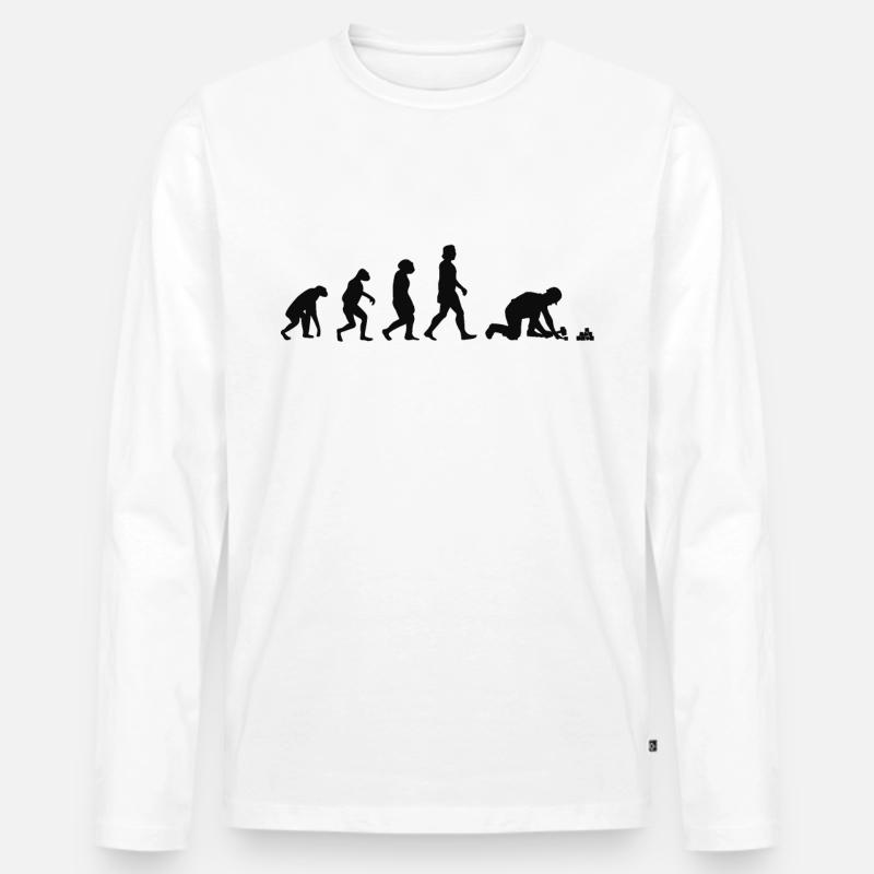 Pflasterer Evolution Steinetzer Pflastersetzer - T-shirt manches longues Premium bio Homme - blanc