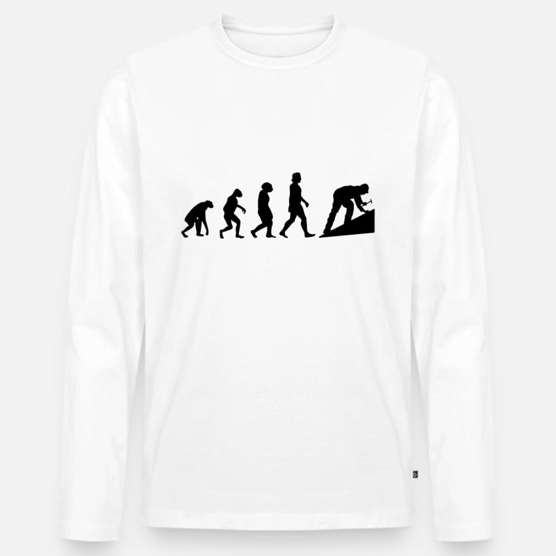 Dachdecker Evolution Hausdach Dachziegel Dach - Männer Premium Bio Langarmshirt - Weiß