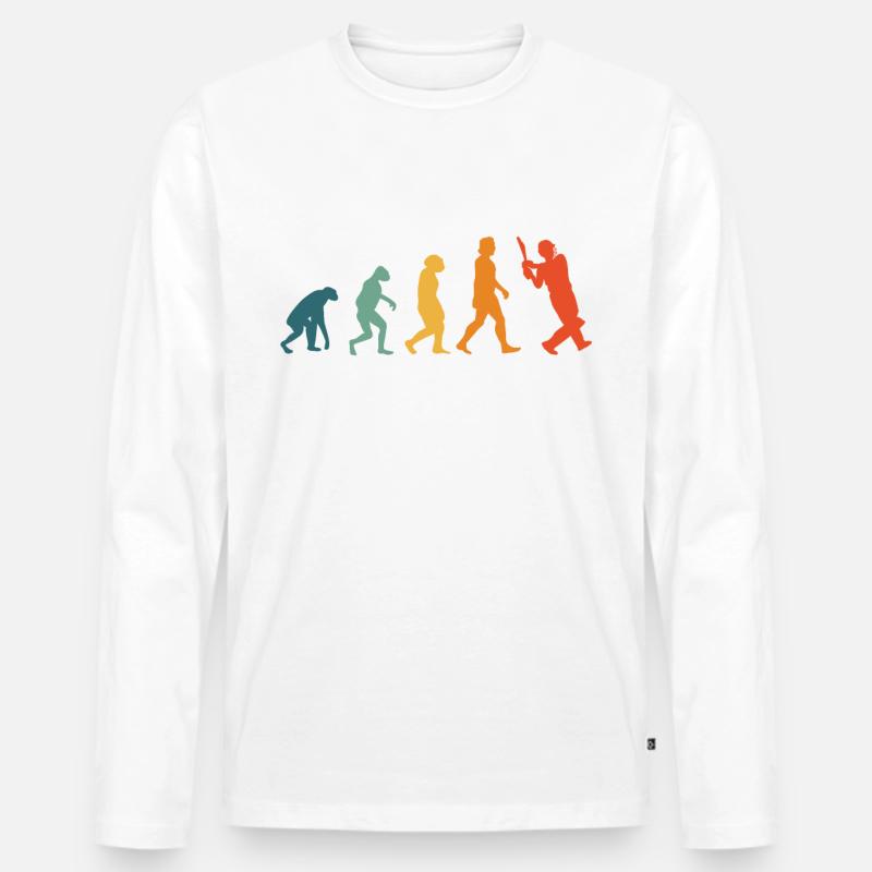 Cricket Evolution Retro Cricketer - Men's Premium Organic Long Sleeve Shirt - white
