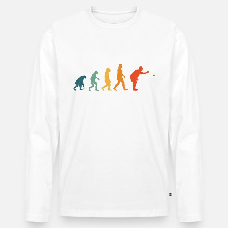 Boccia Evolution Retro Boule Petanque - Männer Premium Bio Langarmshirt - Weiß